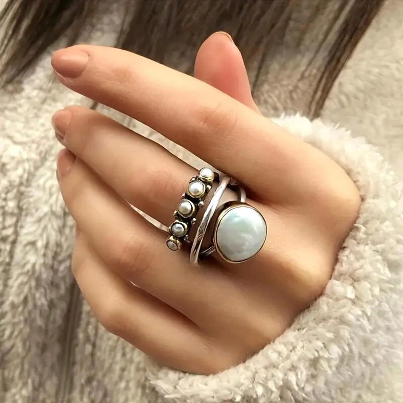 

Fashion European And Vintage Thai Silver Old Round Ring -layer Imitation