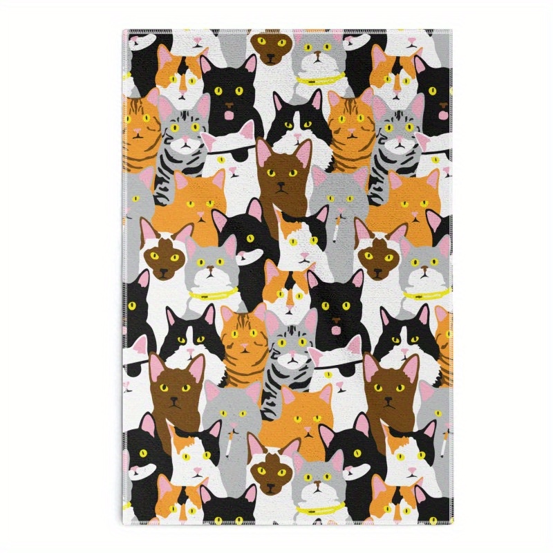 

- Cat Pattern Kitchen Towel Set - 18x26 , Absorbent & To , For Gatherings, Washable