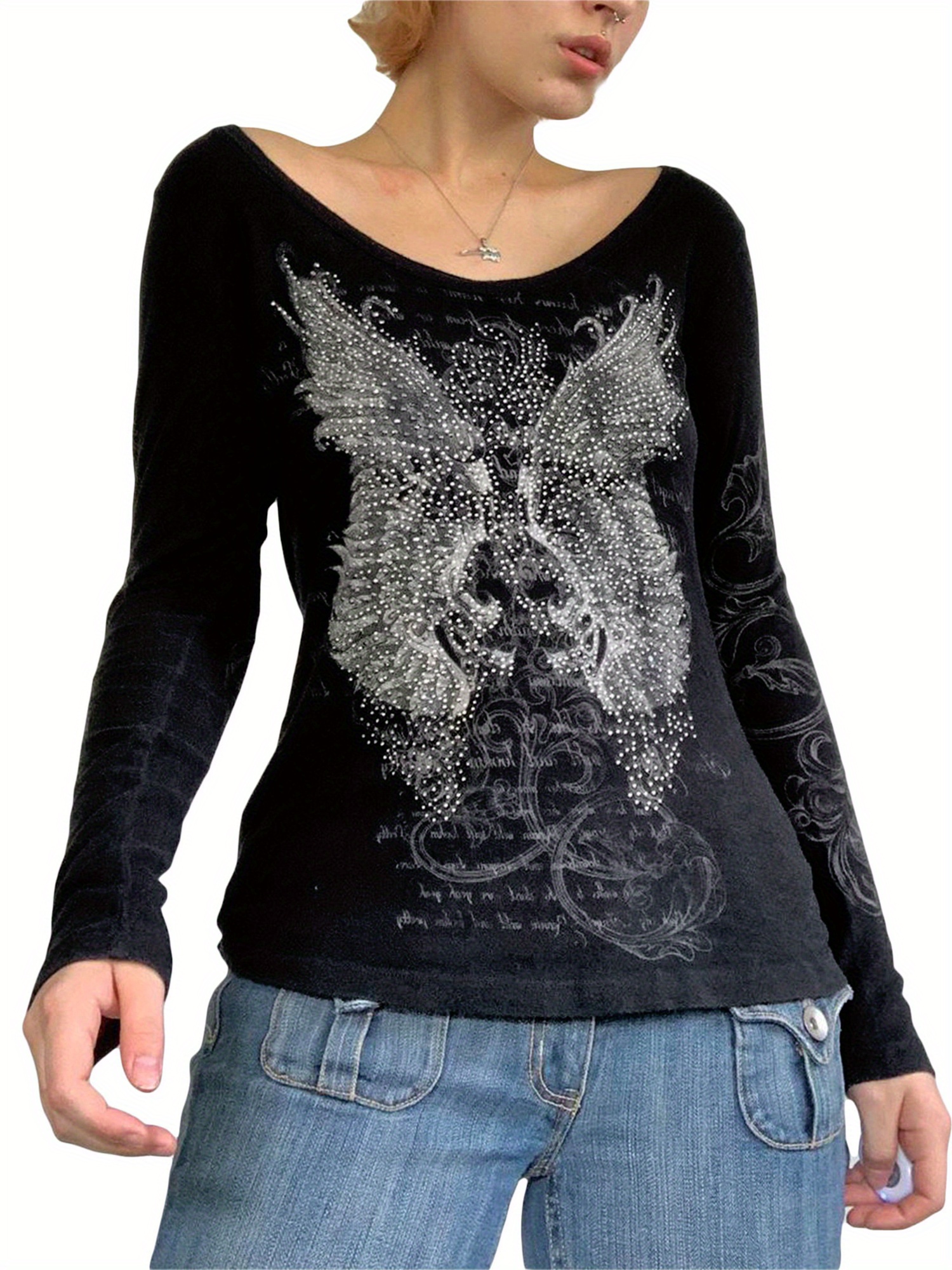 1pc y2k style womens long sleeve t shirt - Temu