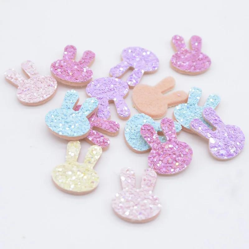 Image of 50pcs Glitter Kawaii Rabbit Applique For Handmade Crafts Ornament Diy Headwear Hair Bb Clips Bow Decor Accessory Patches