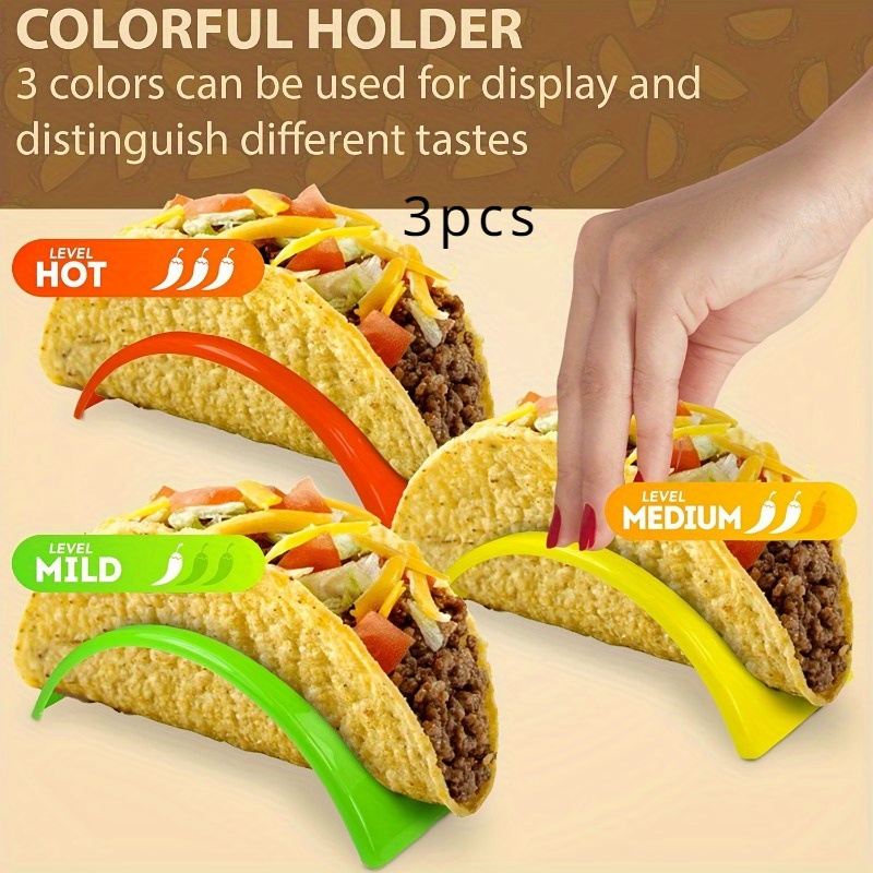 

3pcs Taco Holder Stand Set - Pp Plastic Material, Individual Soft Or Hard Shell Taco Holders For Home And Restaurants