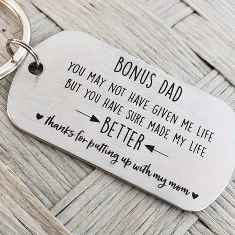 

Unique, Steel Dad Keychain - 's Day , 'putting Up ' Engraved, For Parties &