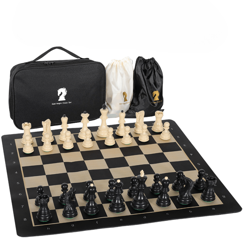 

Premium 20-inch Folding Chess Set With Weighted Pieces - Pvc, For Adults & Beginners