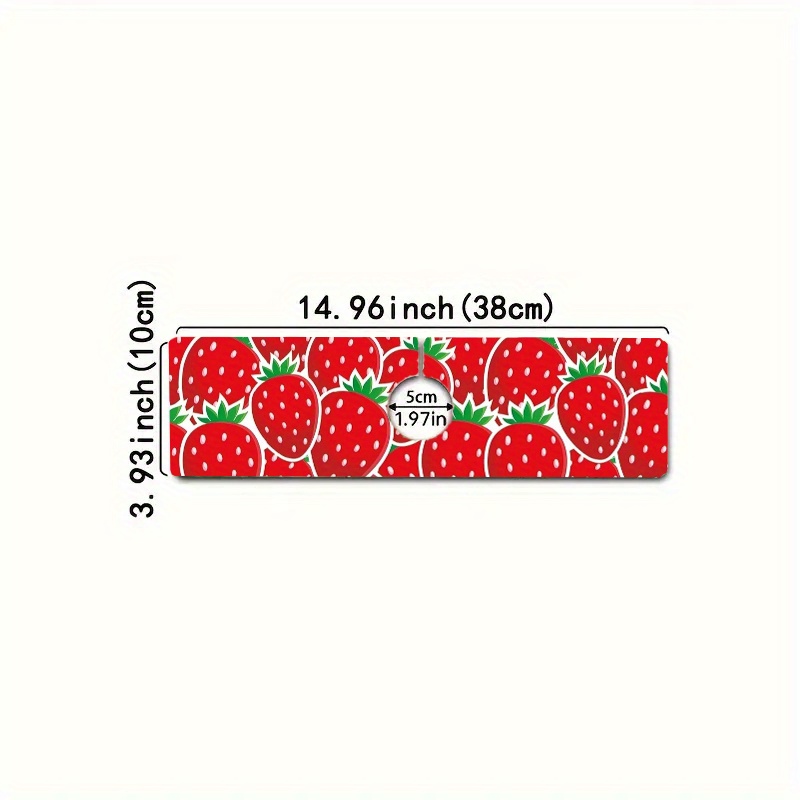 TEMU Vibrant Strawberry Print Faucet Drain Mat, Polyester, Splash & Moisture Resistant For Kitchen & Bathroom Countertops, Protective Drying Pad - Ideal For Home Accessories