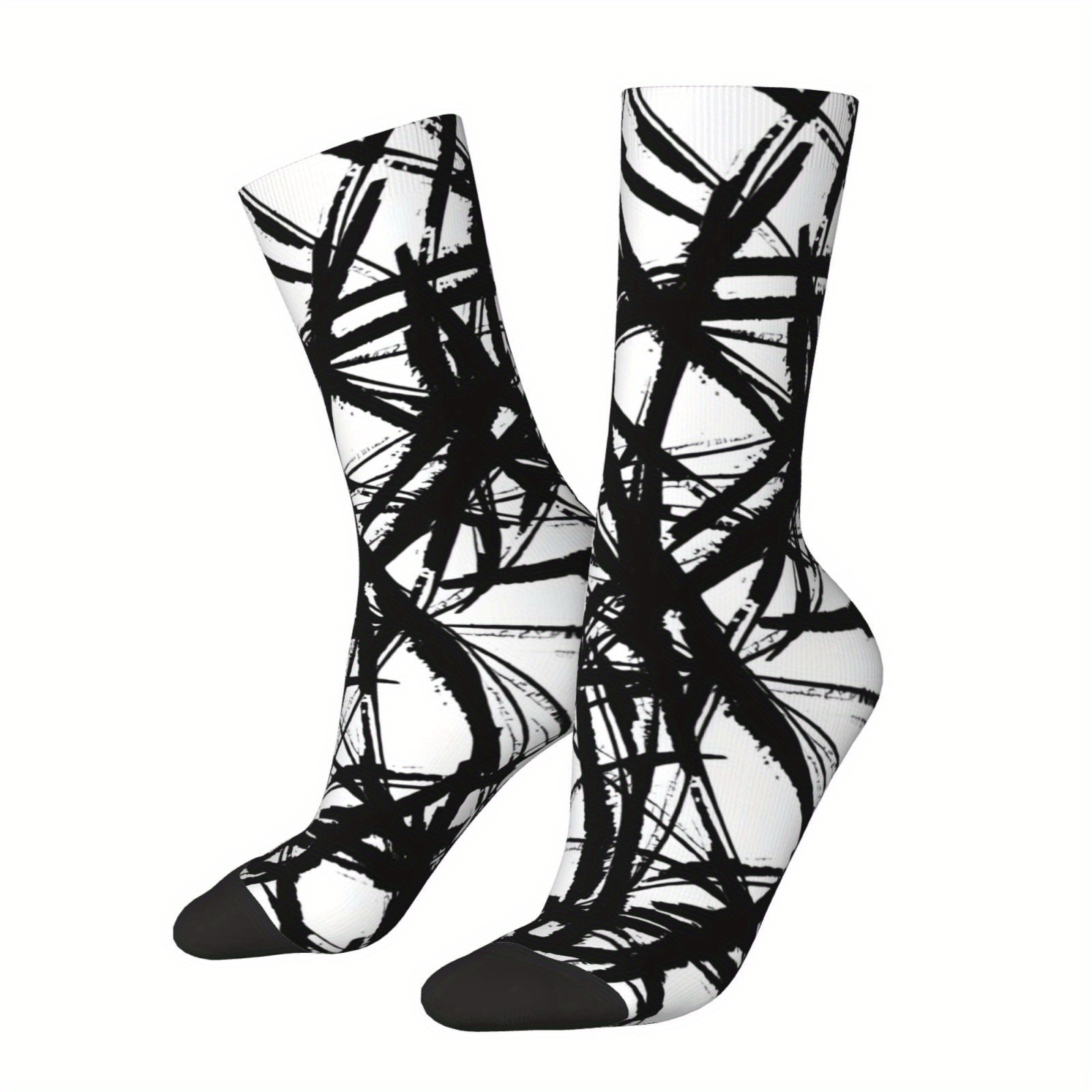 

Men's Hip Hop Vintage-inspired Socks - Seamless, Fun Cartoon Pattern, Mid-calf Length For Fitness & Training