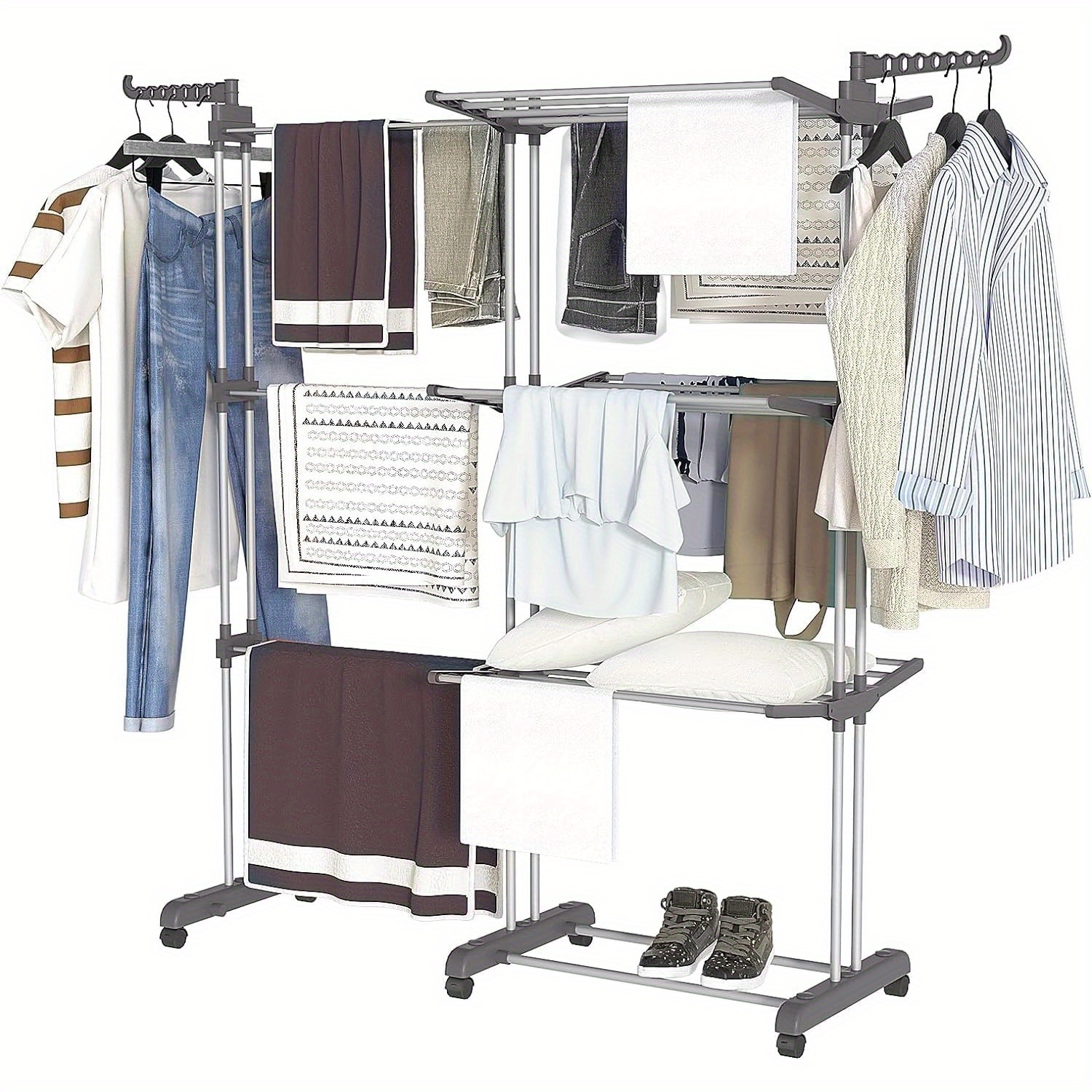 Laundry Rack With Large Capacity, Extendable Drying Rack, Castors And Construction - Suitable For Indoor And Outdoor Use, Drying Racks
