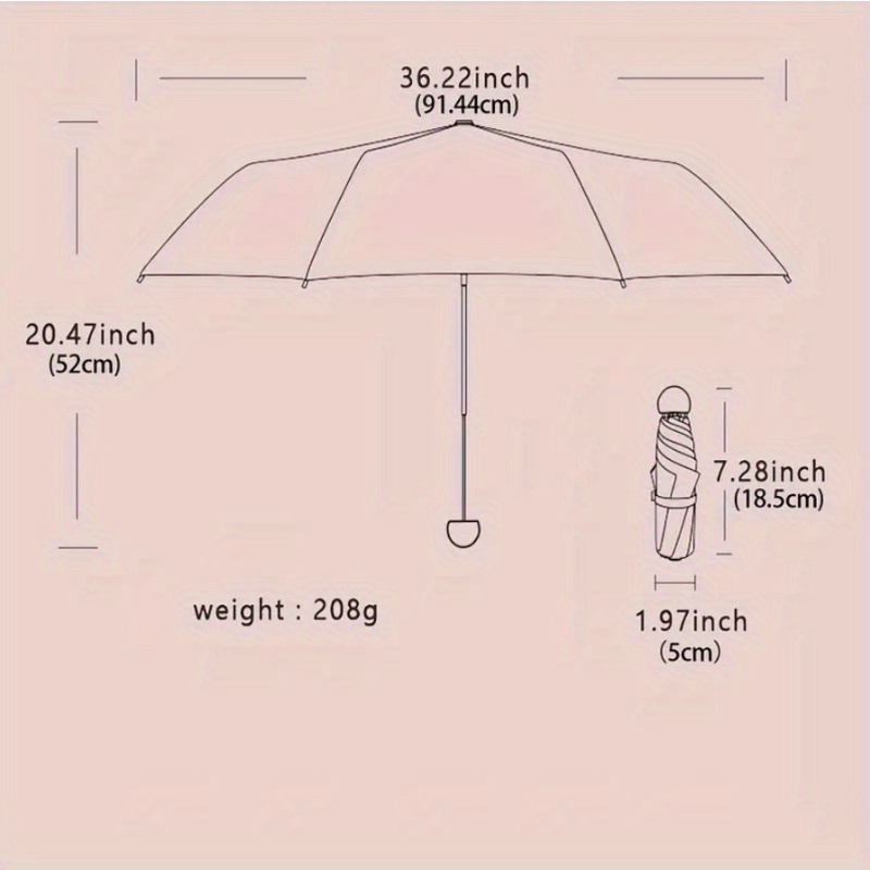 ultra light 5 fold travel umbrella     manual sun protection compact portable design details 1