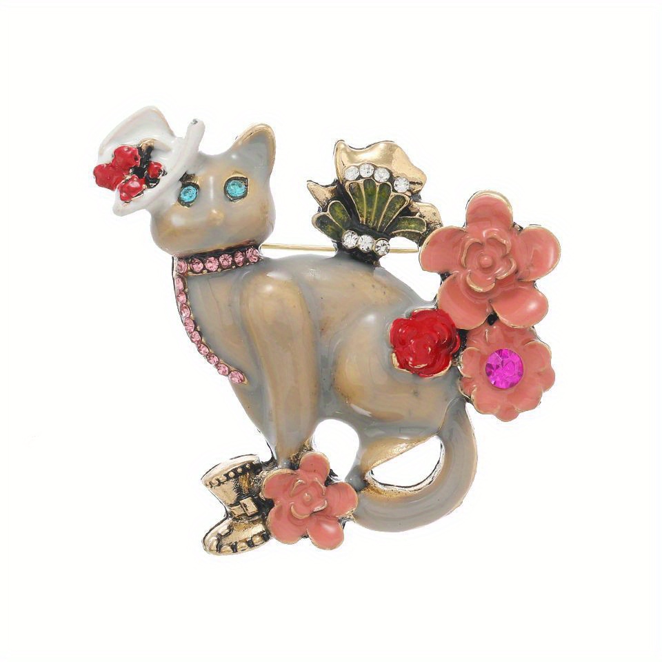 mysterious vintage cat mask enamel pin retro   style brooch for suits office wear alloy with unique irregular shape details 0