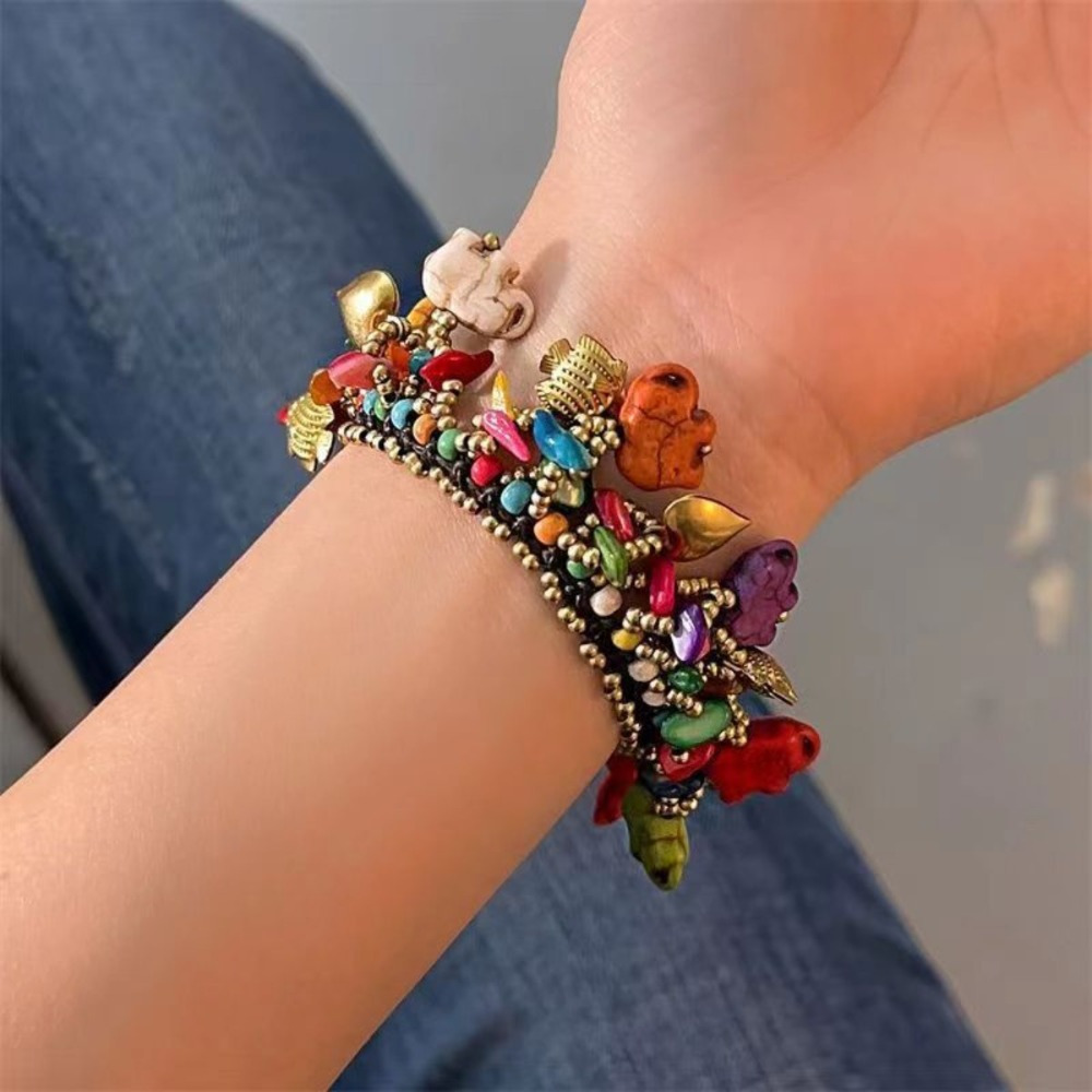 

Bohemian Style Elephant Charm Bracelet - Wax Thread Weaving, Women's Accessories, Bracelet Charm Making Materials