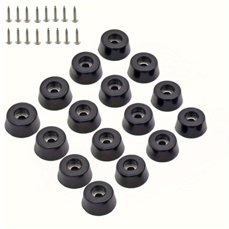 

16pcs Anti-slip Rubber Bumper Feet With Stainless Steel Screws For Cutting Boards & Electronics