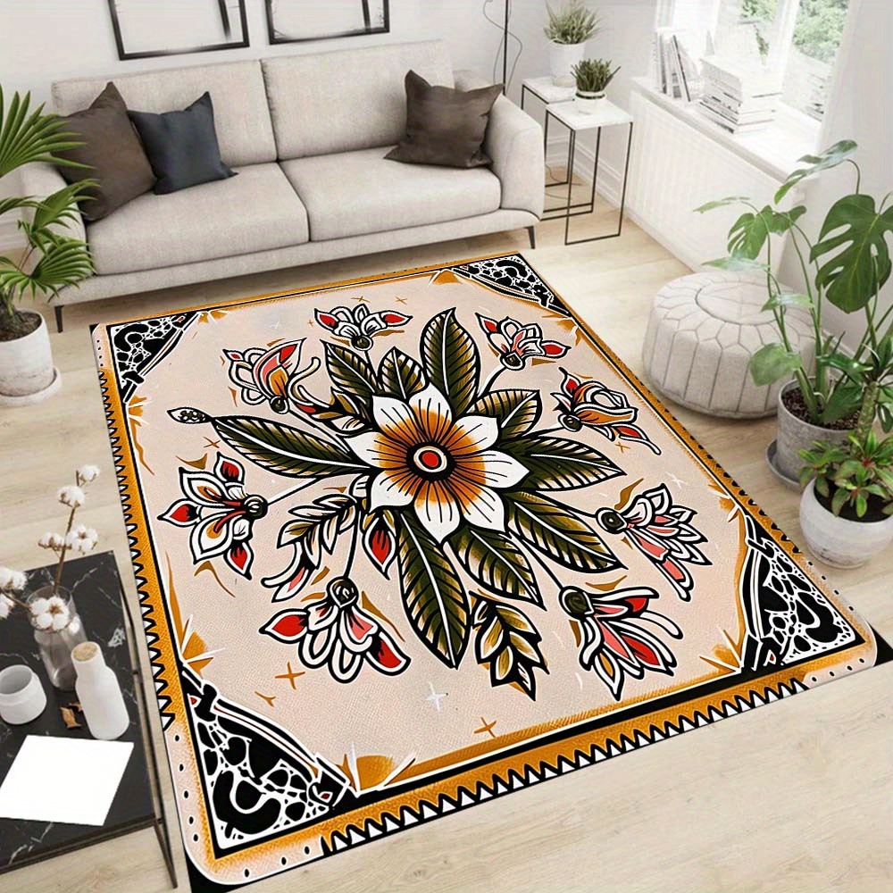 

Luxurious Crystal Tattoo Area Rug - 800g/m², 0.4cm Thick | Perfect For Living Room, Bedroom, Game Area | Hand Wash Only | Ideal Home Decor Gift