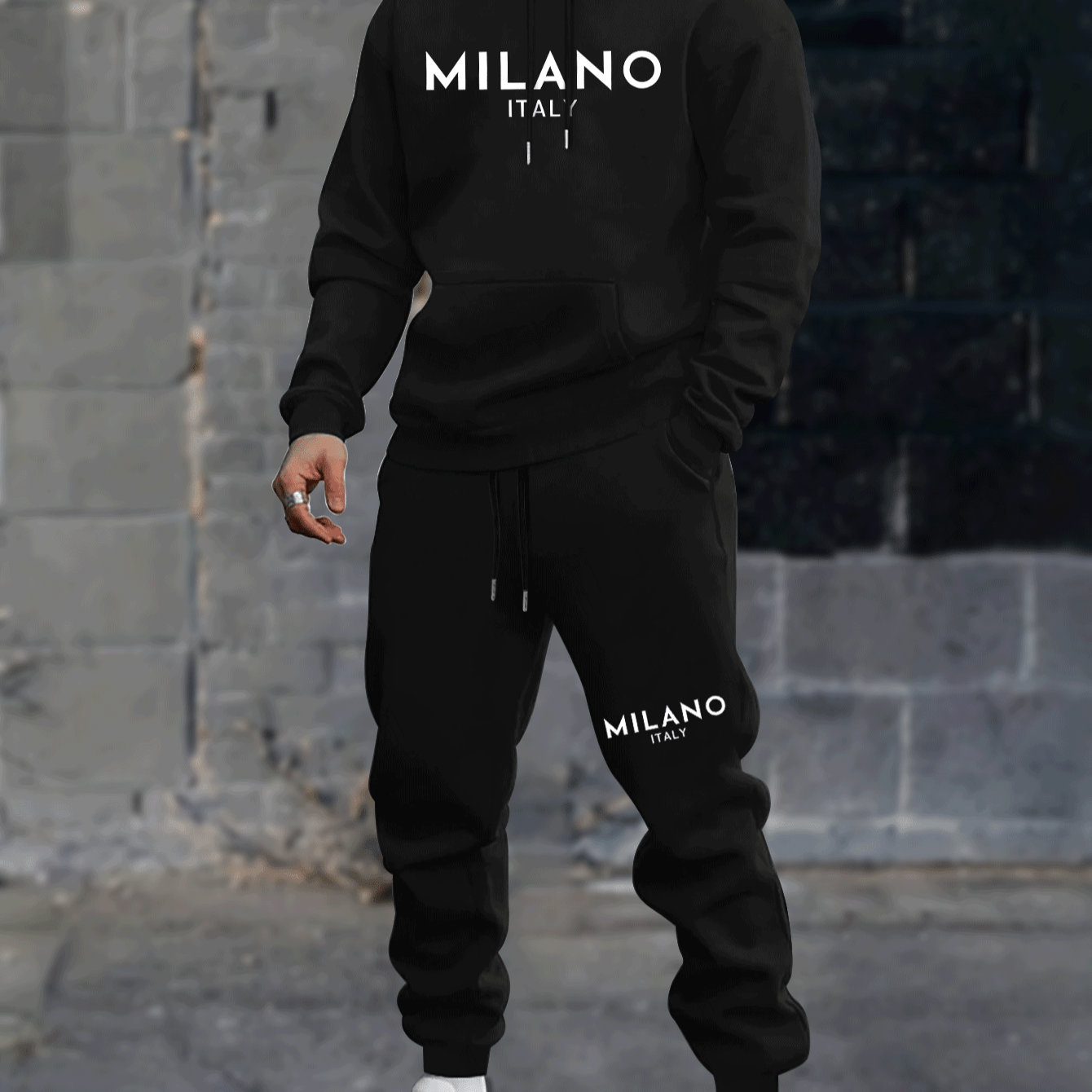 

Milano 2pcs Men's Long Sleeves Hoodie & Sweatpants Co-ord Set, Casual Comfy Style, Spring Autumn Winter Outfits Clothing