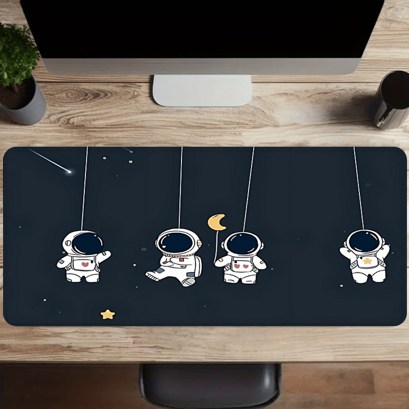 

Cute Astronaut Large Mouse Pad, Non-slip Rubber Base, Durable Stitched Edges, E-sports Gaming Mouse Mat, Extended Desktop Protector For , Oblong Shape, Ideal Gift