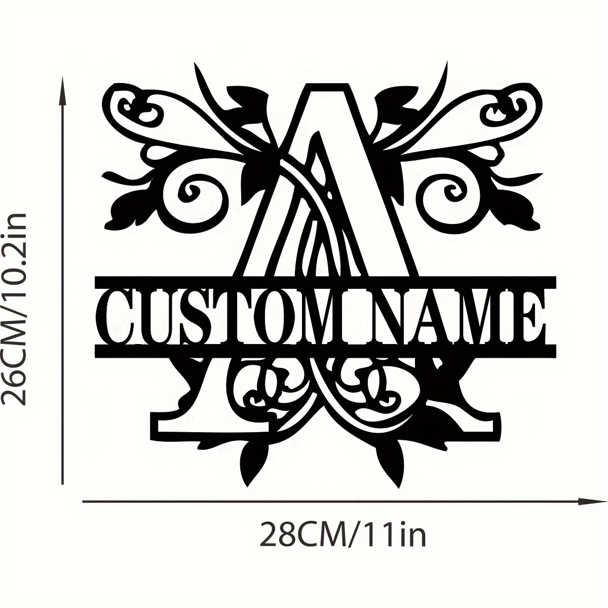 customizable iron family name sign with split tulip monogram design personalized metal   for housewarming christmas thanksgiving graduation   details 2