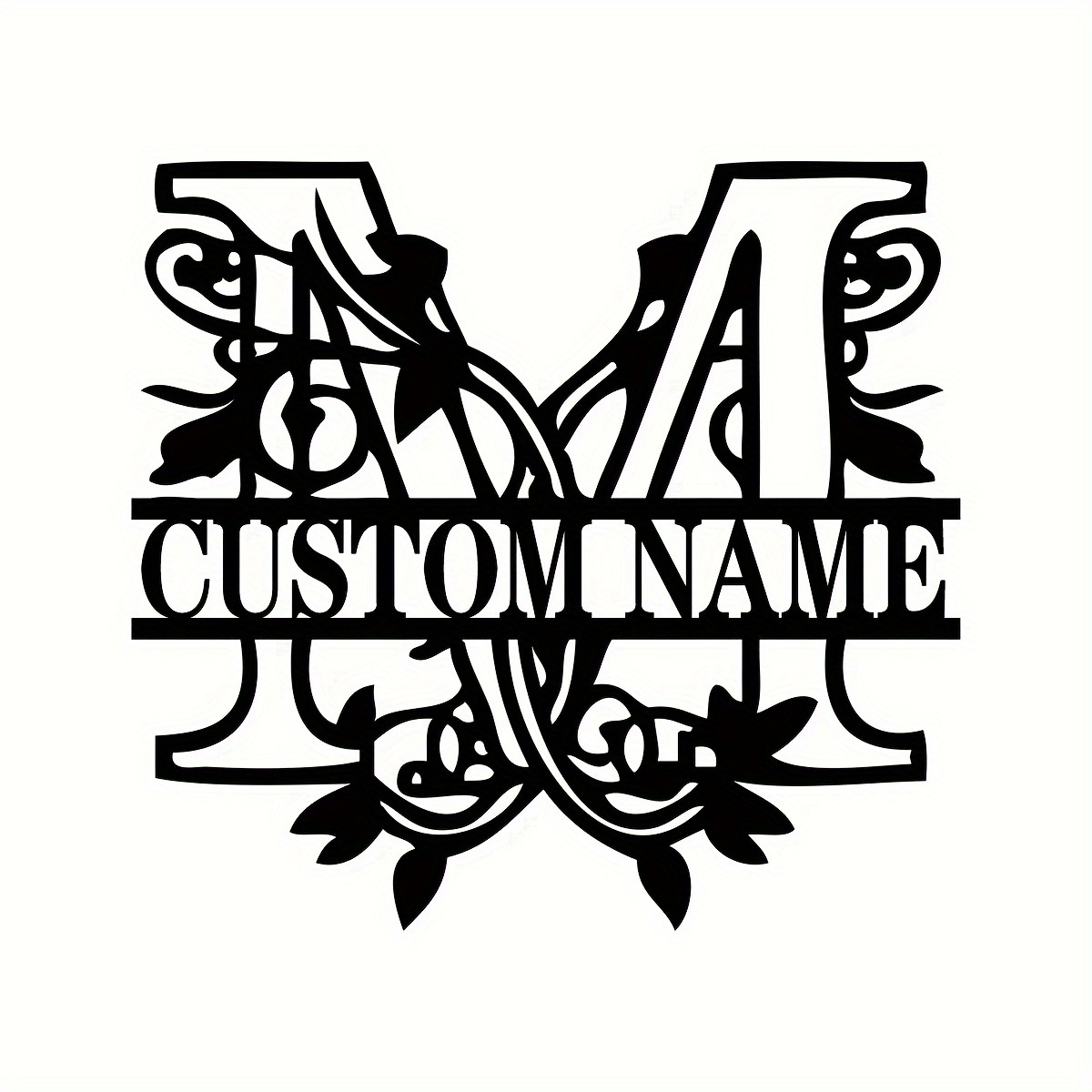 customizable iron family name sign with split tulip monogram design personalized metal   for housewarming christmas thanksgiving graduation   details 3