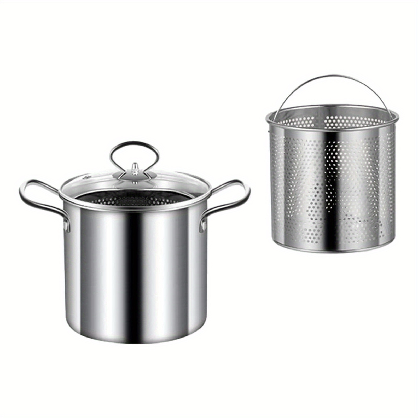 stainless steel deep fryer pot with basket 3 5l capacity multipurpose cookware for frying boiling clear lid included no power supply needed 1 pack details 3