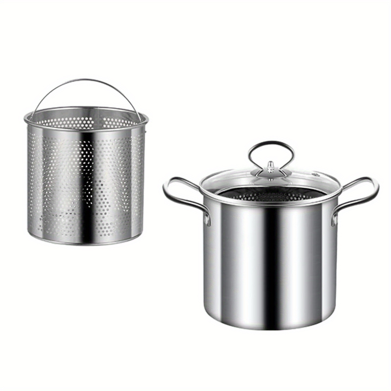 stainless steel deep fryer pot with basket 3 5l capacity multipurpose cookware for frying boiling clear lid included no power supply needed 1 pack details 5