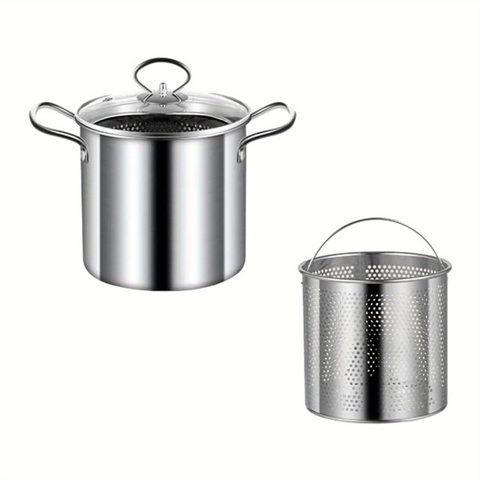 stainless steel deep fryer pot with basket 3 5l capacity multipurpose cookware for frying boiling clear lid included no power supply needed 1 pack details 6