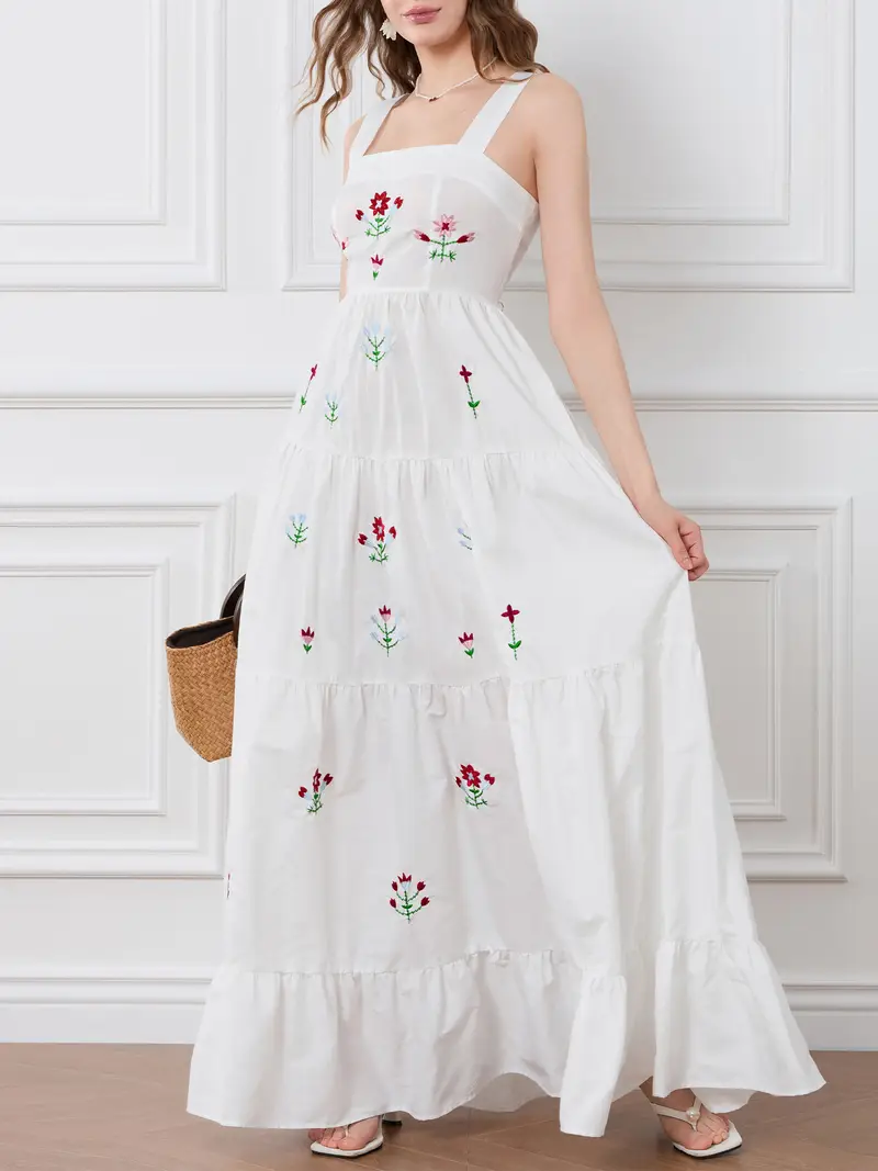women bohemian long dress sleeveless embroidered flowy - Temu women bohemian long dress sleeveless embroidered flowy - Temu