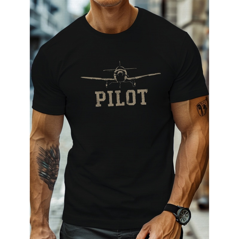 

T-Shirt Homme Pilote Vintage - Col Rond Décontracté, Manches Courtes, Léger & Confortable pour l'Été