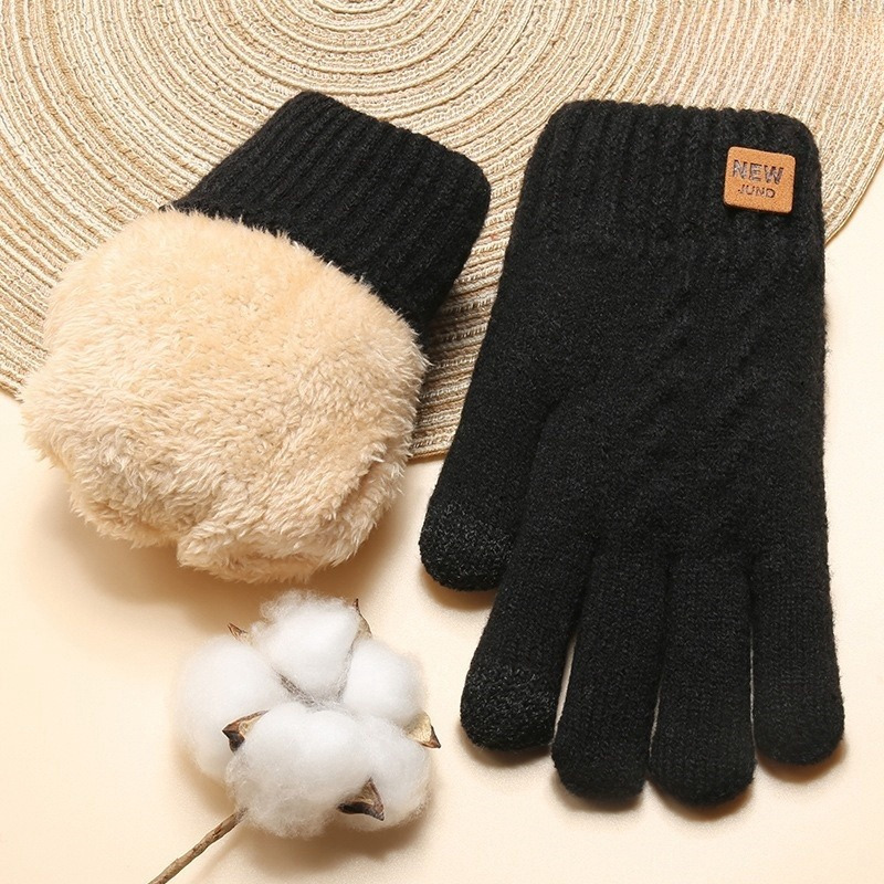 Cozy Touchscreen-Compatible Knit Gloves for Women - Warm, Stretchy Full-Finger Winter Mittens with Imitation Wool, Thickened Crochet Design, Perfect for Outdoor Activities details 5