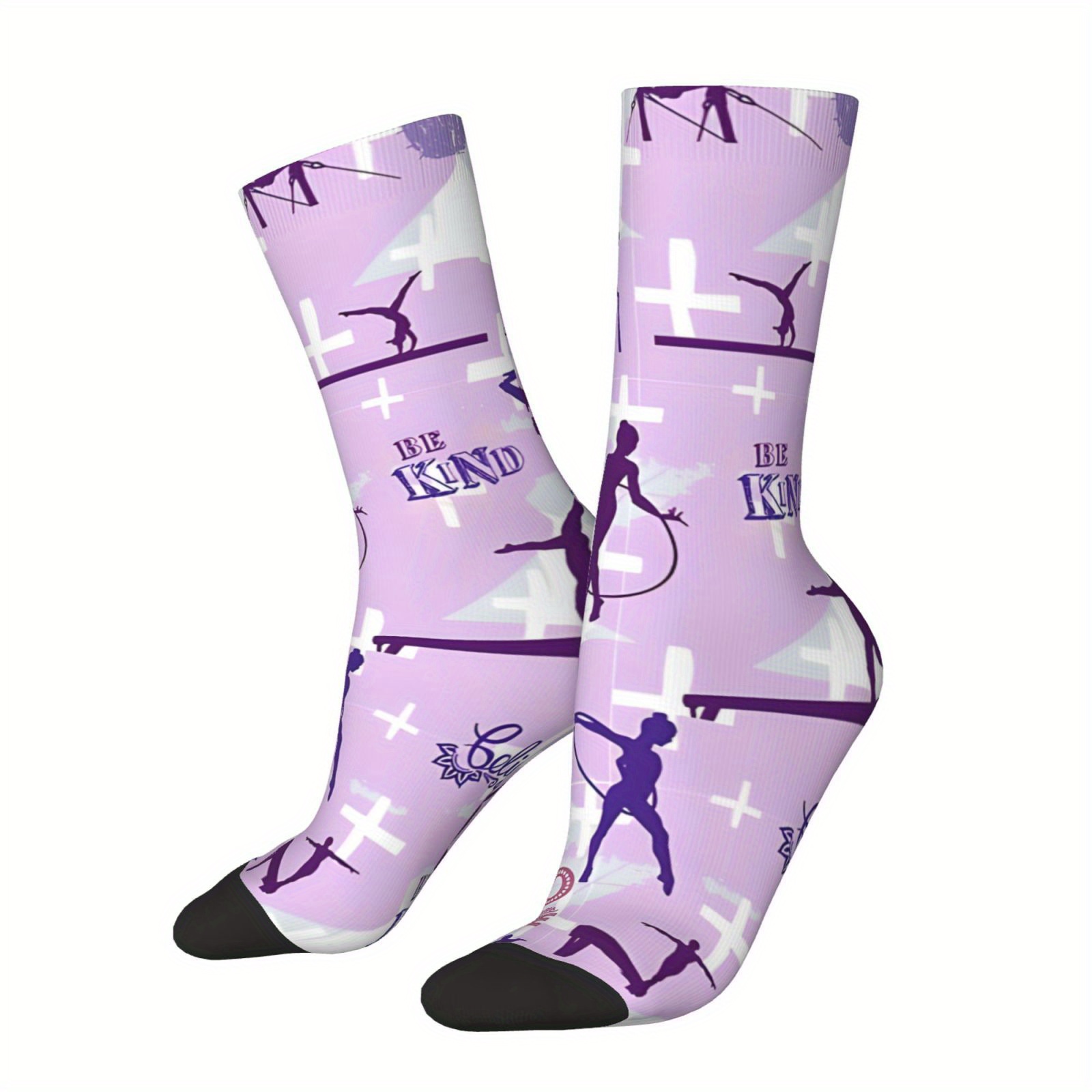 

Men's Fun Gymnastics & Crew Socks - Retro Hip Hop Style, Novelty Print, Breathable Polyester