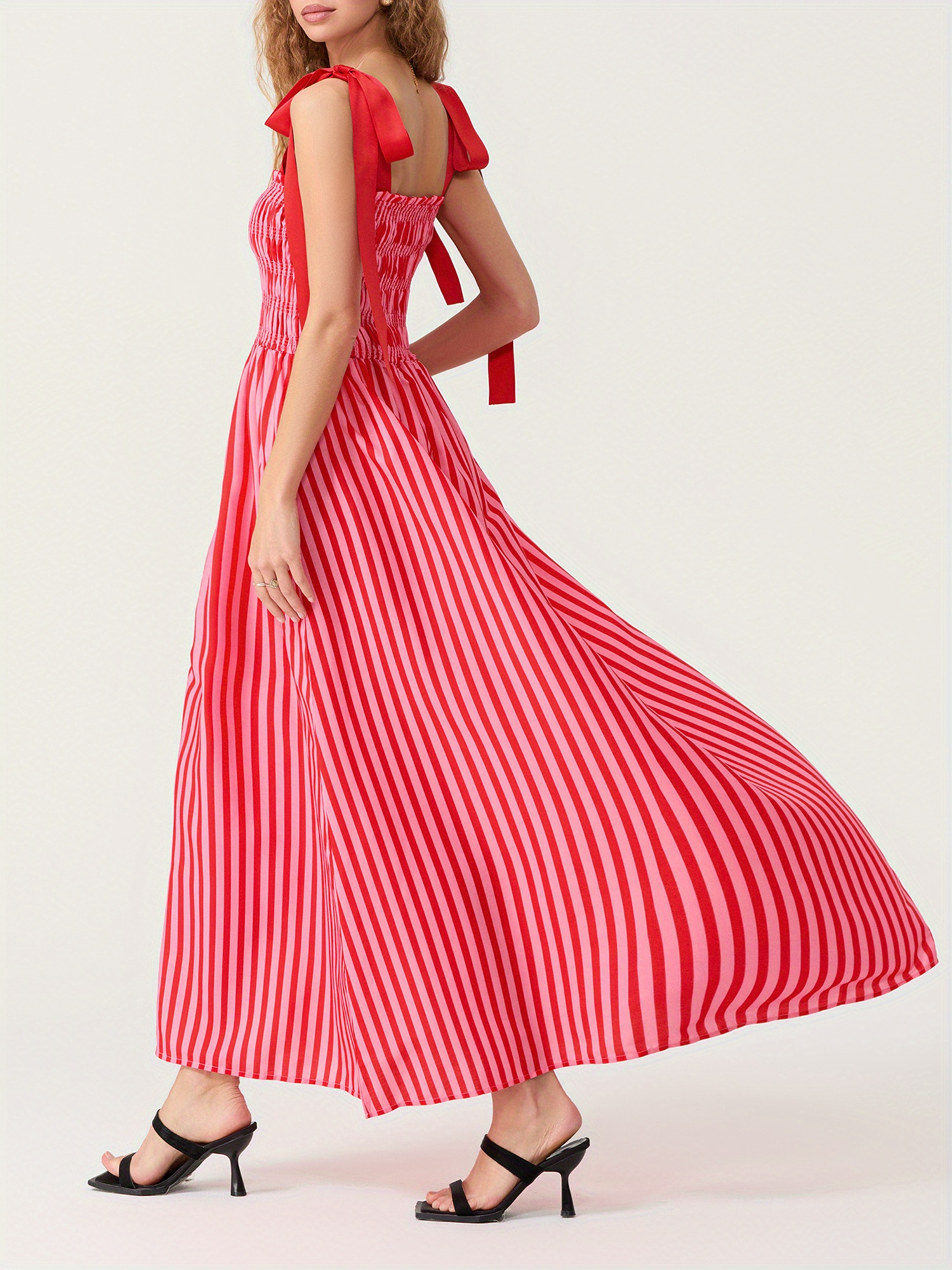 red white vertical striped dress Jenna Striped Crochet Mini Dress - Red/White