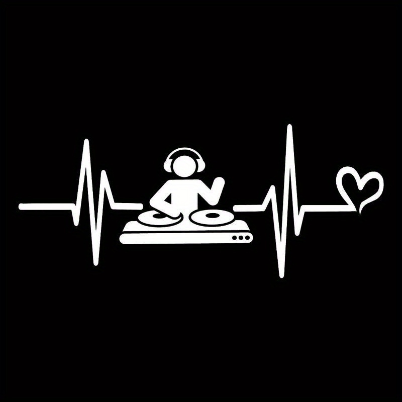 Waterproof Vinyl Decal Sticker Of Dj Heartbeat For Cars, Suitable For Bumpers, Rear Windows, And Laptops, Measuring 18cm By 7.6cm
