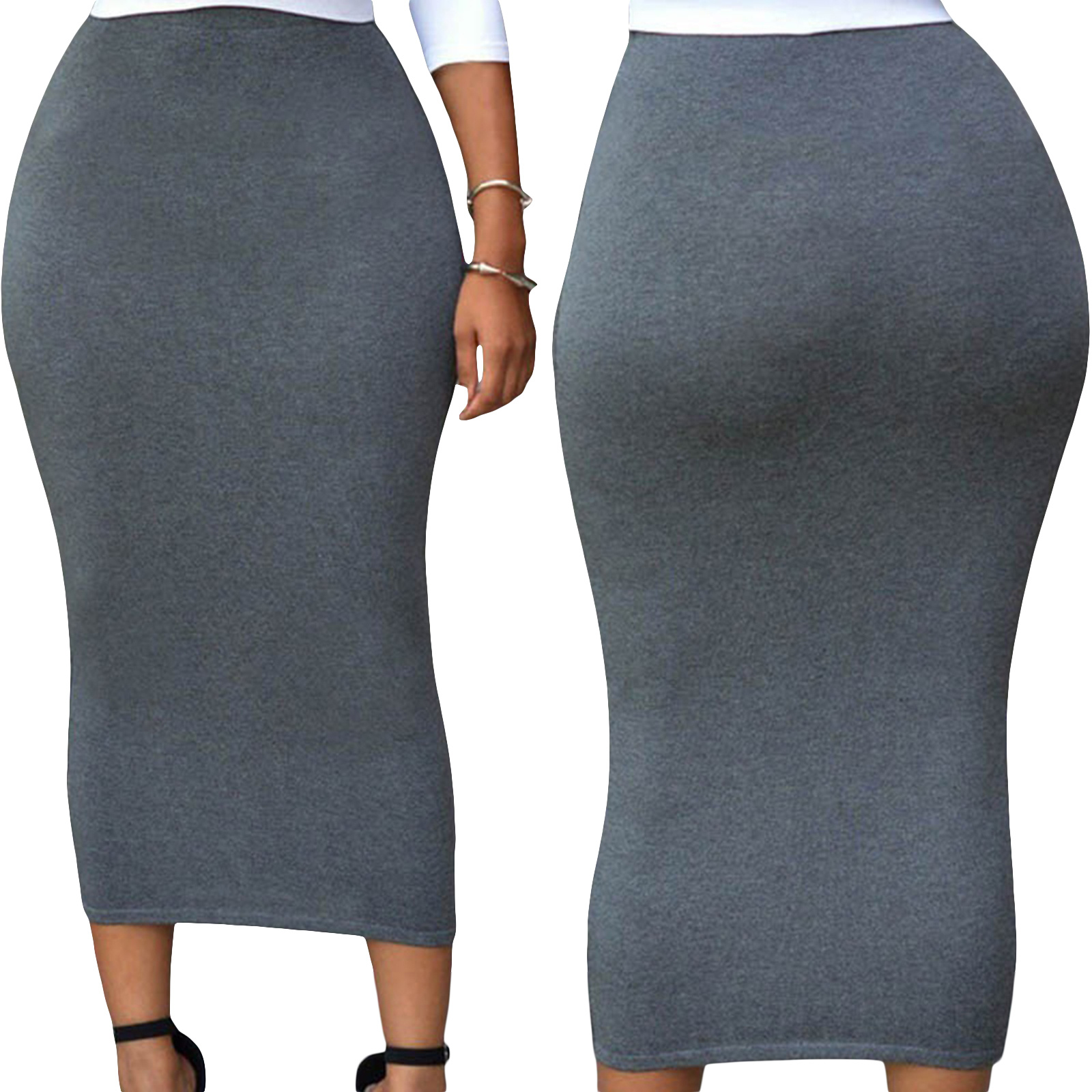 

Women Plus Size , Elasticated Waist Skirts, Waist Bodycon Half ,