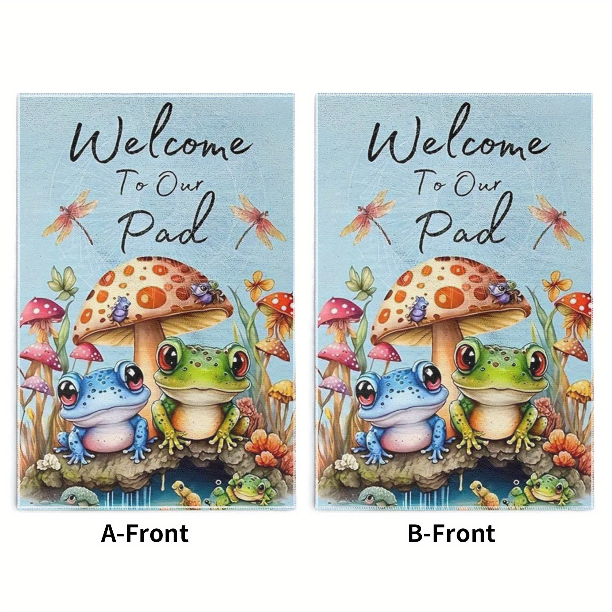 

Set Of 2 Welcome To Our Pad Themed Kitchen Towels - 18x26 Inch Polyester Cartoon Frog Dish Cloths, Lightweight, Hand Wash Only, Woven Modern Decorative Towel For Cleaning, Machine Washable