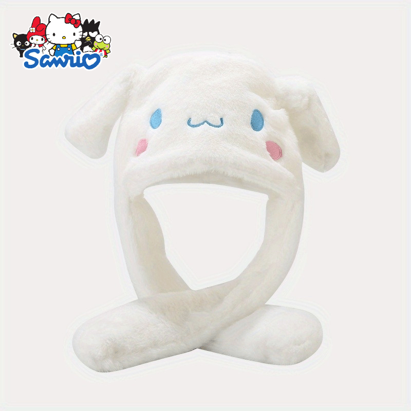 

1pc, Authorized By Sanrio Sanrio Funny Outdoor Hat With Moving Ears, Warm Plush Hat And Scarf For Autumn And Winter, Christmas Dress Up