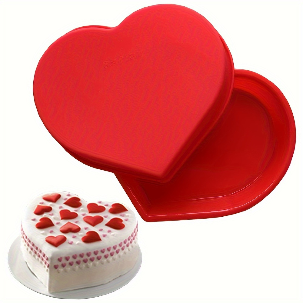 

9-inch Silicone Heart Cake Pan - , Heart-shaped Baking Mold For Weddings, Diy Desserts, Pastries, Brownies, Ice Cubes - & Cleaning, Oven Safe, Romantic Baking Accessory