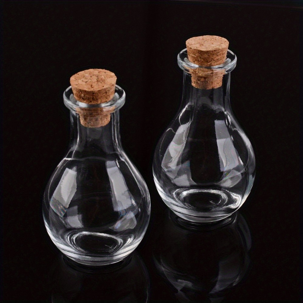 

2-piece Glass Bottle Set With Cork Stoppers, Perfect For Diy Bead Containers Or Wishing Bottles - Clear, 4.9x8.8cm, 2.2cm Bottleneck, 15mm Hole, 55ml Capacity