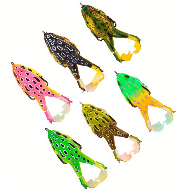 

6pcs Frog Lures Fishing Soft Bait Kit Thunder Ray Frog Topwater Double Propeller Legs Lifelike Crankbait Artificial Float Bait Hook Gear Tackle Fresh Salt Water For Bass Pike