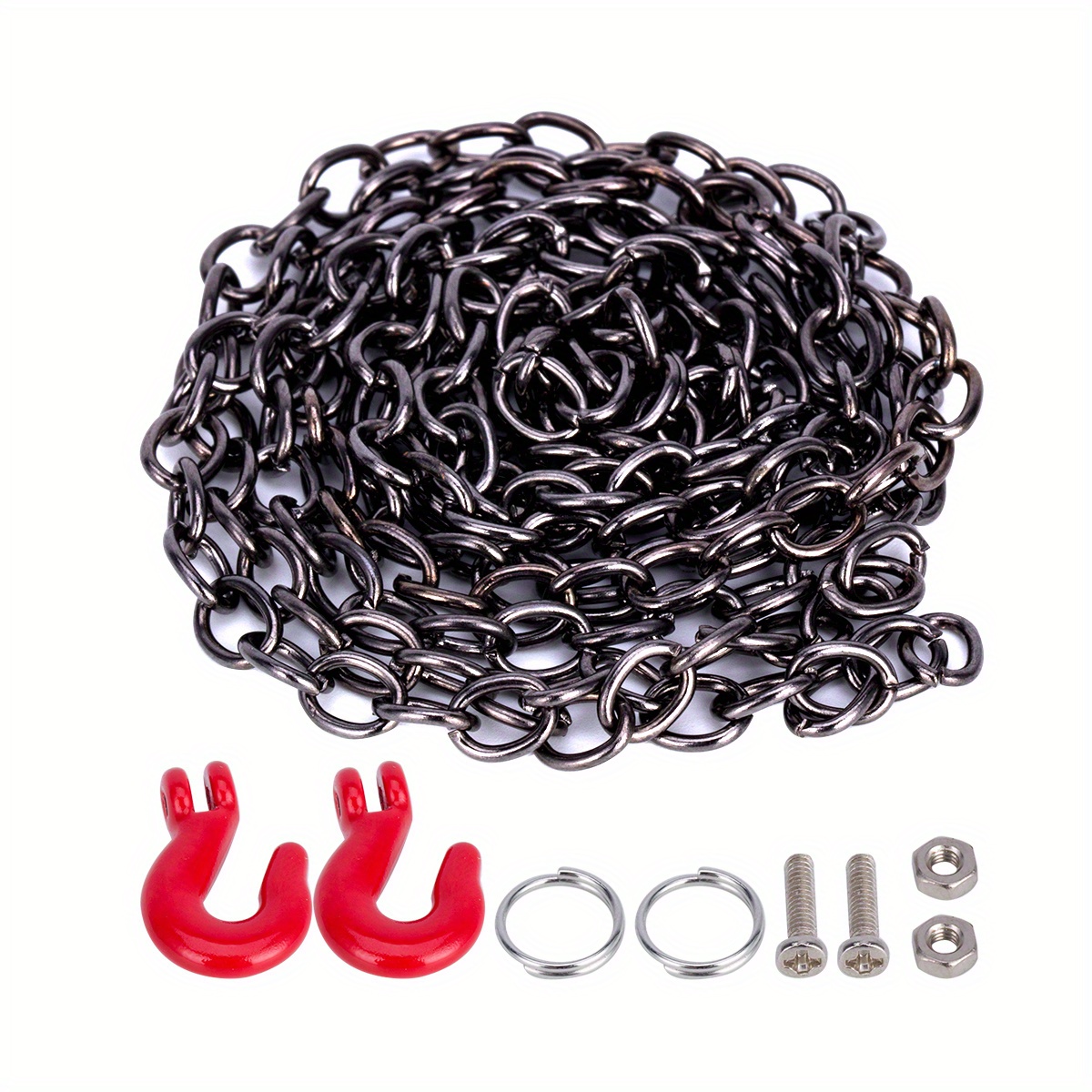 Image of Car Accessories 1/10 Scale Mini Universal Simulation Metal Decoration Rescue Tow Hook Trailer Chain For Scx10 D90 Cc01 Tt01 -4 Upgrade Parts