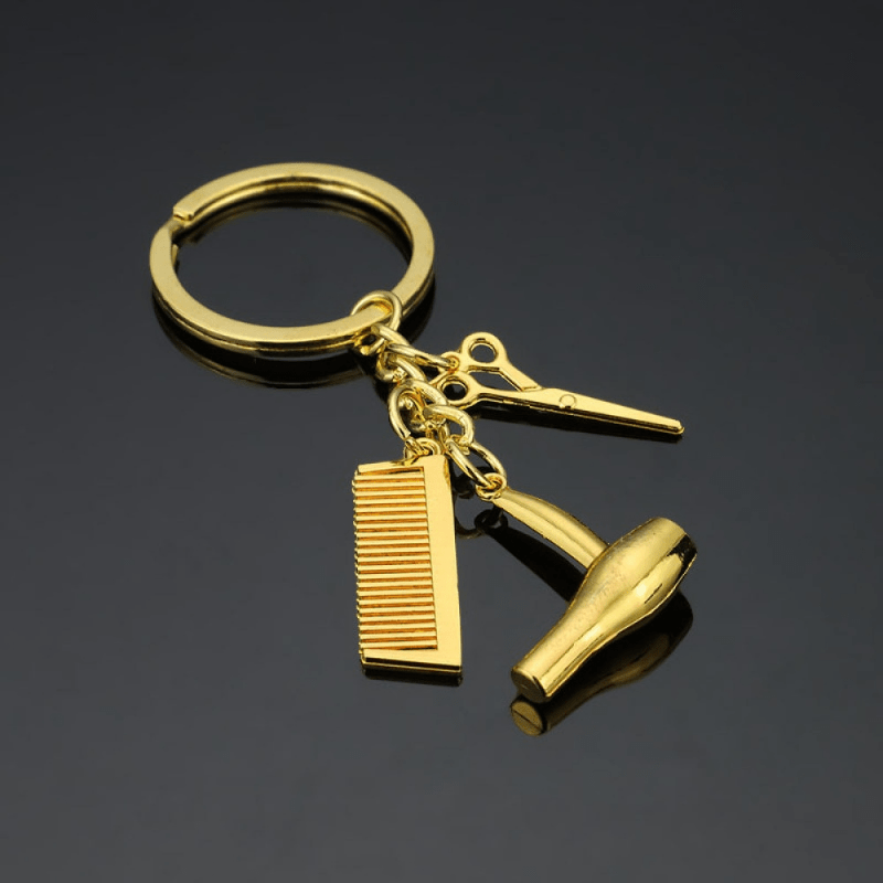 New Dryer Combs Scissors Pendant Keychain Hairdressing Tools Hair Stylist Scissor Creative Gift