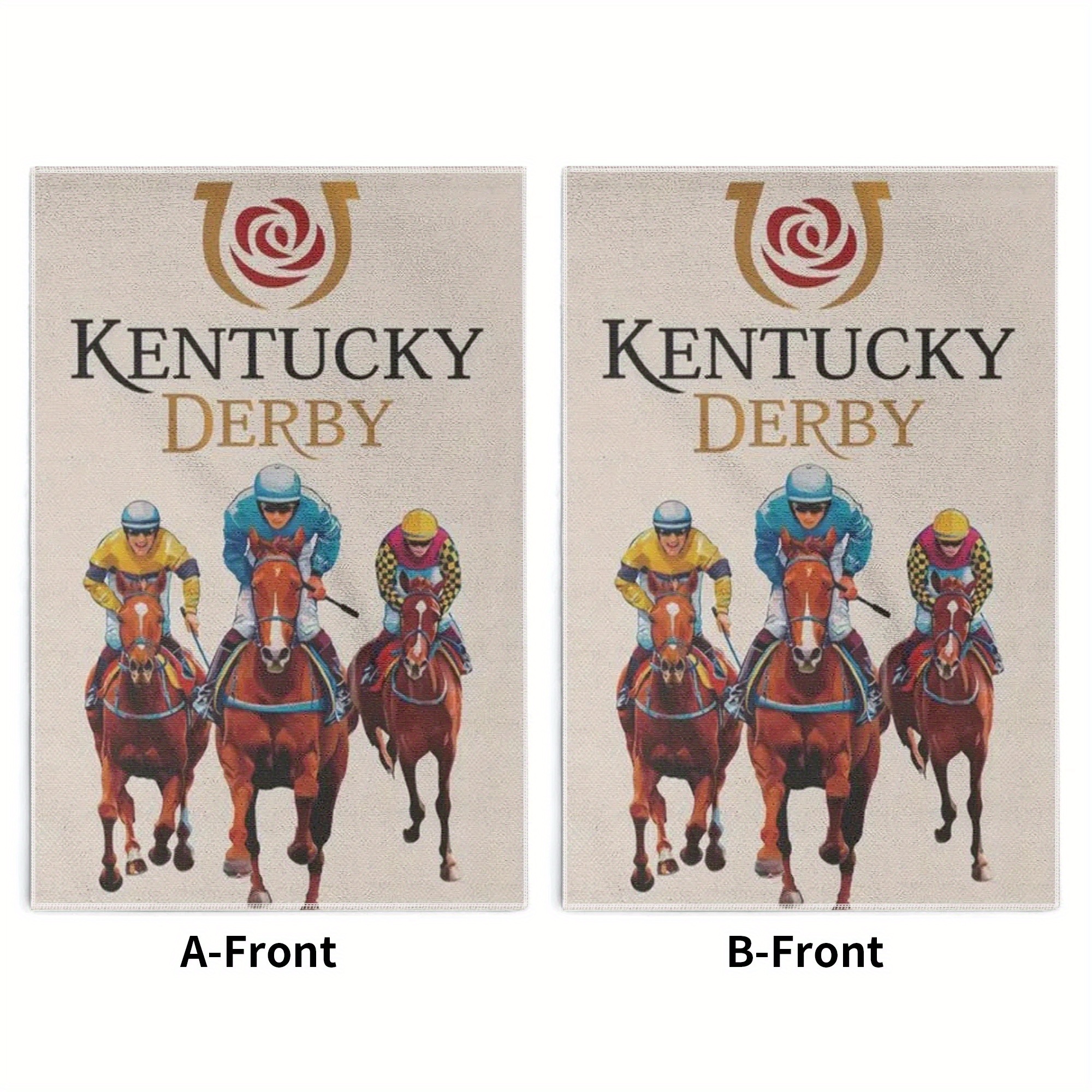 

2-pack Kentucky Derby Themed Dish Towels - 18x26 Inch Polyester Lightweight Cartoon Dish Cloths - Modern Woven, Hand Wash Only Oblong Kitchen Towels For Cleaning, Drying & Holiday Decor