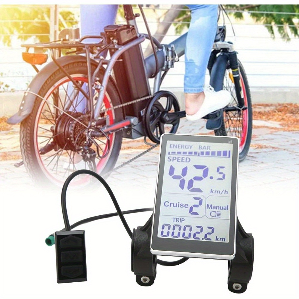 

Electric Bike Lcd Display Screen, 5 Pin 24v 36v 48v 60v Universal Electric Lcd Display Control Panel For 31.8 22.2mm Electric Bikes