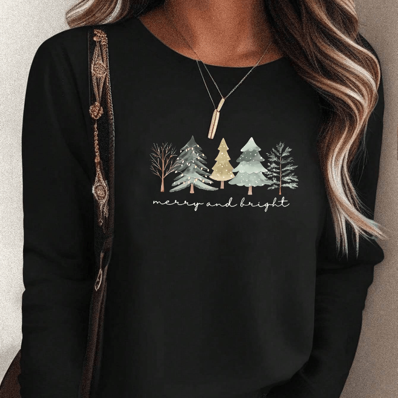 

Women's Long Sleeve Tree Print Graphic T-shirt, Women's Sportswear & Clothing