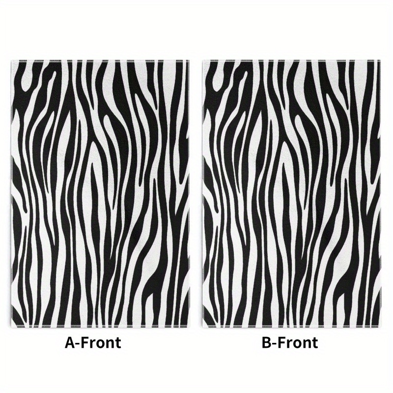 

2-piece Kitchen Towel Set: Black And White Zebra Print Towels - Machine Washable, Resilient, Strong Water Absorption, And Durable - Perfect For Kitchen And Bathroom Use