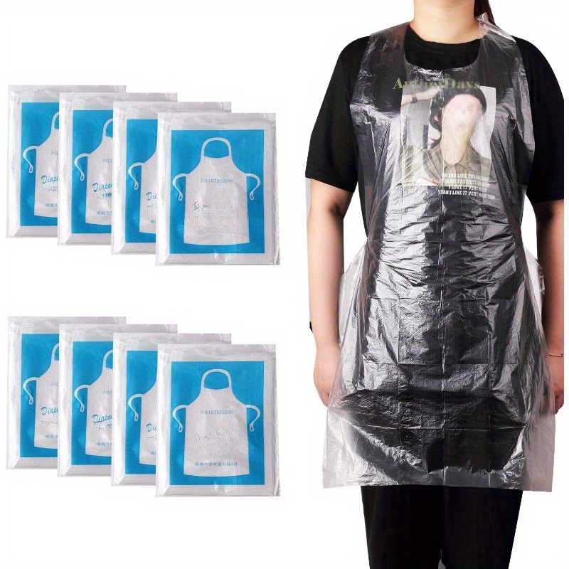 

100pcs Disposable Transparent Pet Aprons - Waterproof, Perfect For Cooking, Serving, Bbqs & More