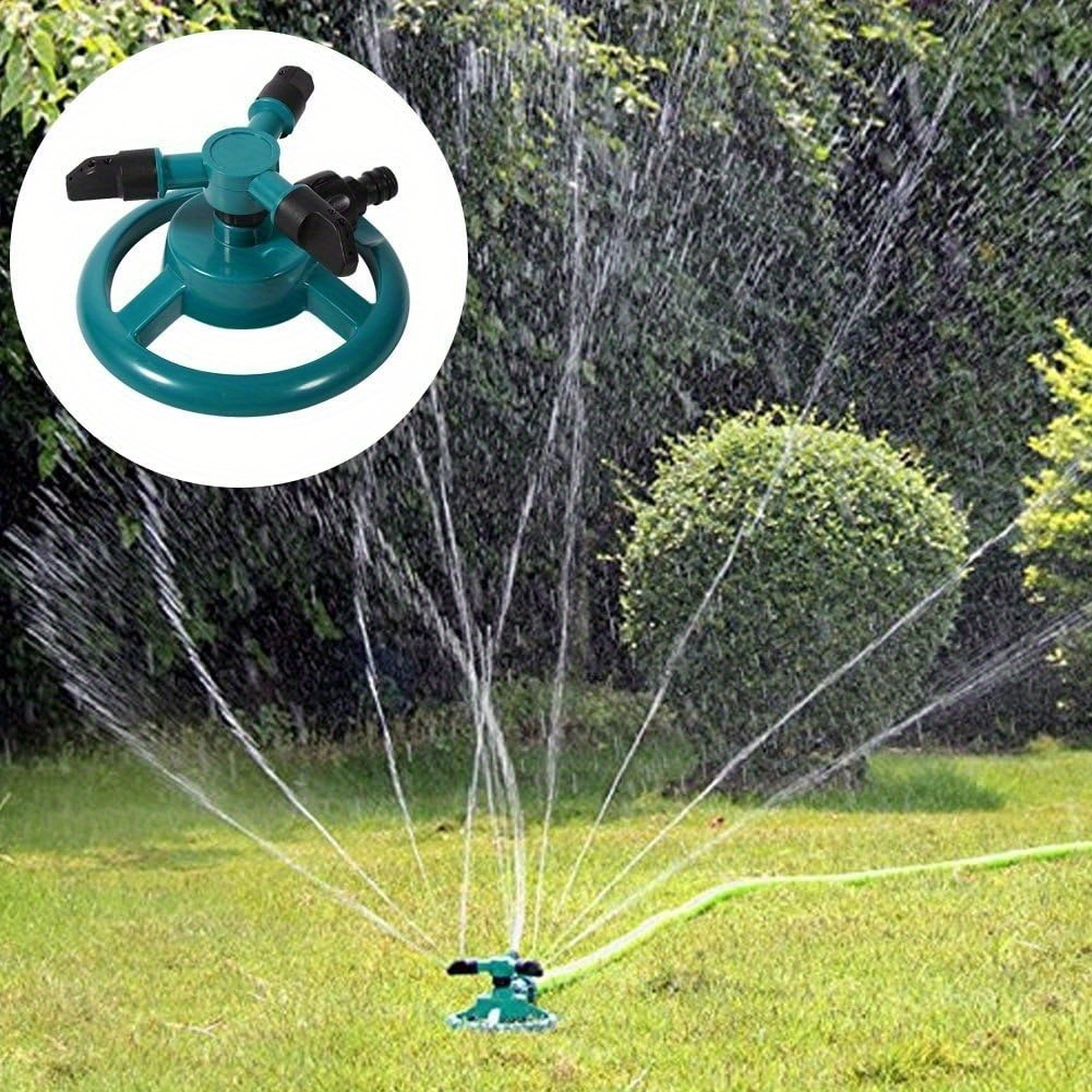 

Garden Sprinkler Automatic 360° Circle Rotating Watering Sprinkler Irrigation System Lawn Sprinkler With 3 Nozzle Pipe Hose For Yard Large Area