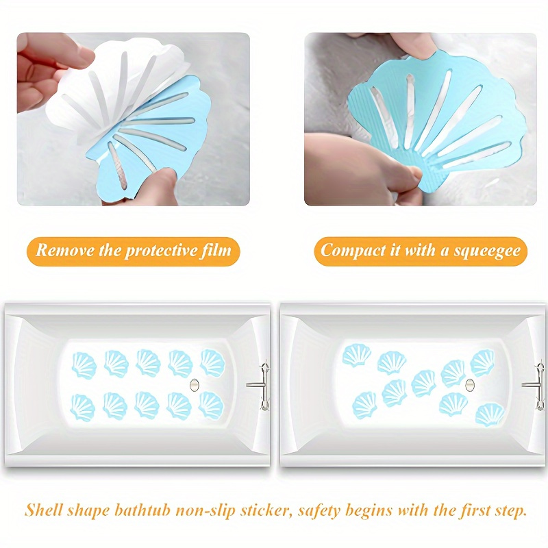 6pcs non slip bathroom mat set with scraper safe shower stickers for bathtubs pool floors hand wash only steps details 4