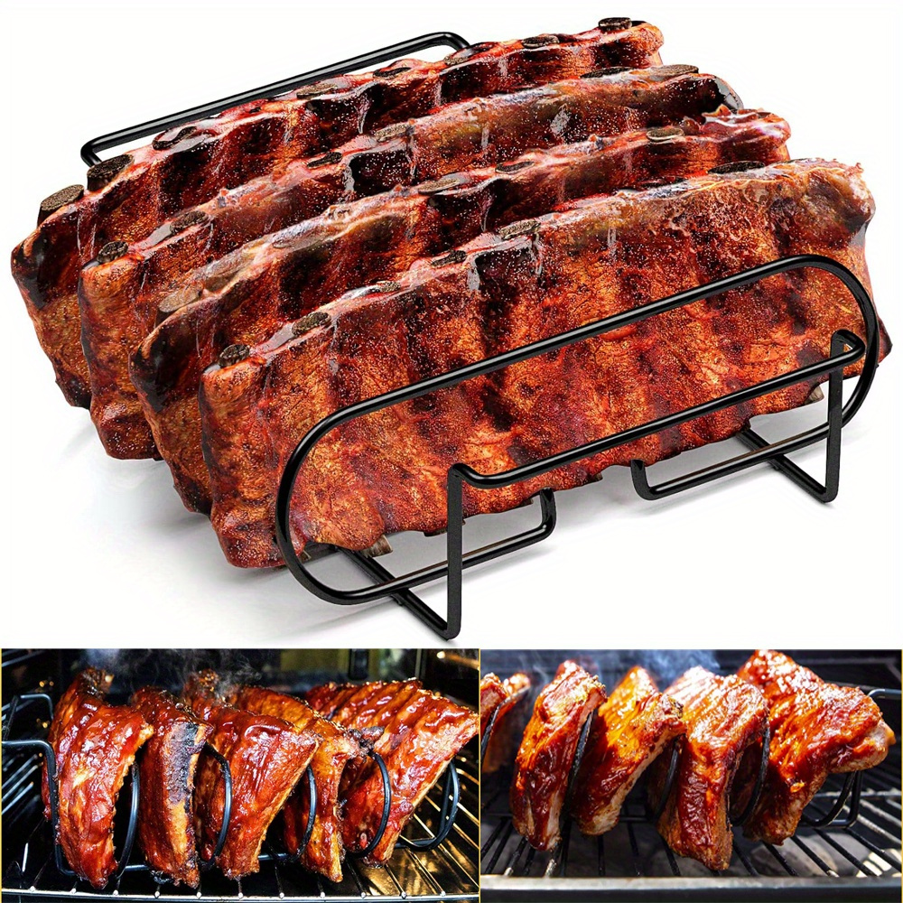 

Stainless Steel Rib Rack For Grilling - 4-slot Barbecue Rib Holder For , Bbq, Outdoor Cooking - Food Contact Safe, Durable Grill Accessory