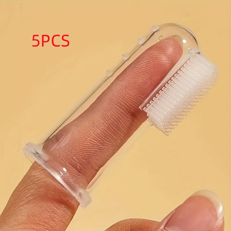 TEMU 5pcs Pet Finger Toothbrush For Effective Tooth Cleaning - Ideal For Dogs And Cats