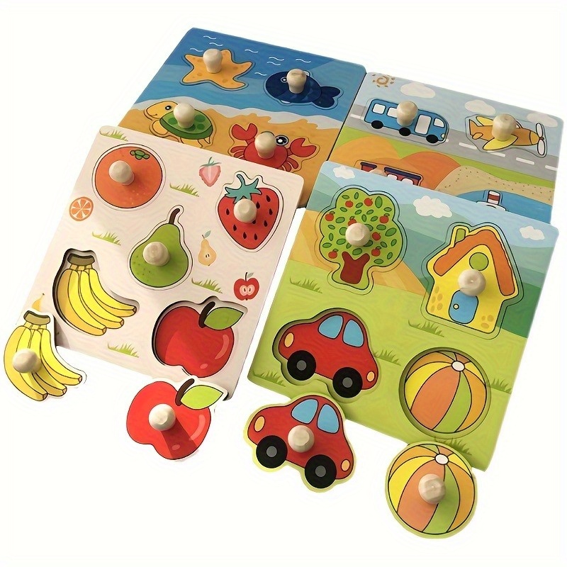 Kids Identification Boards Random Pattern - 3D Wooden Puzzle for Early Learning, Handheld Jigsaw, Ideal Holiday Gift for Little Ones & Party Game Activity, Educational Toy| Game| Content