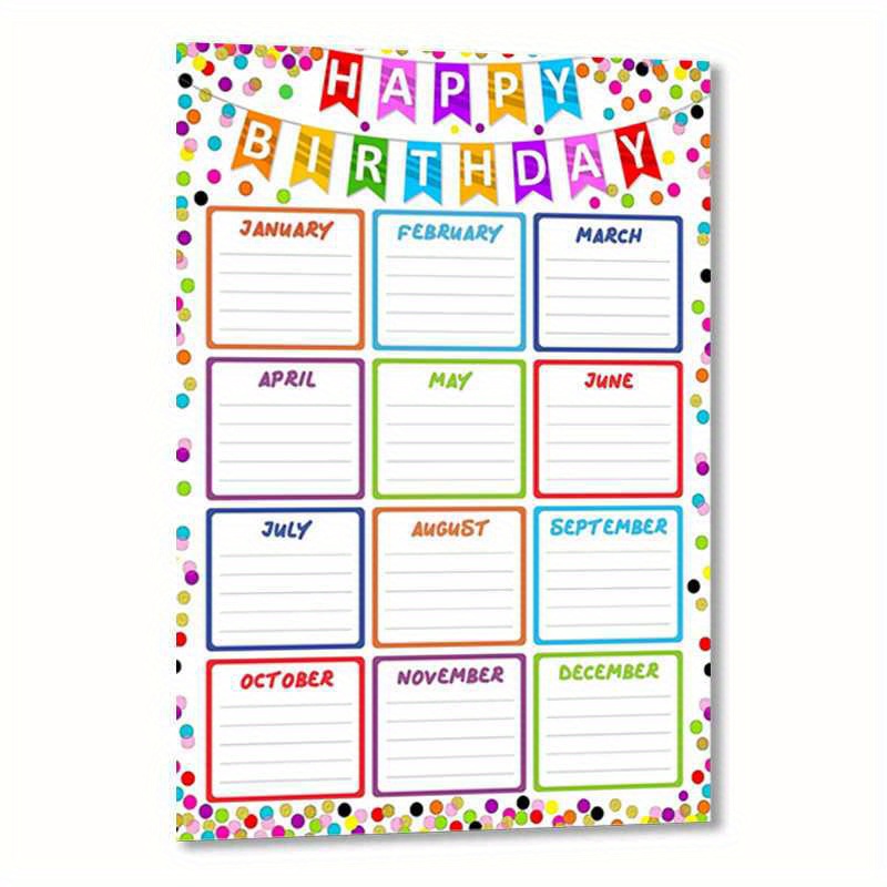 happy birthday chart poster classroom birthday calendar - Temu for Downloadable Free Printable Birthday Chart Pdf
