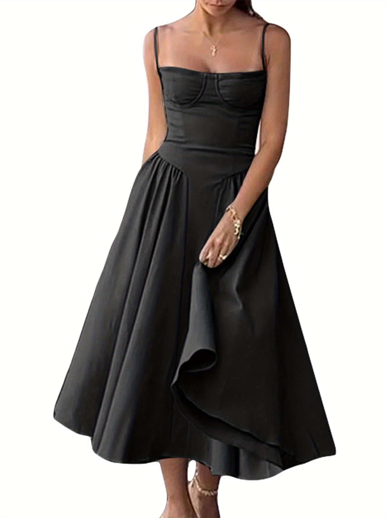a line princess v neck prom dress A-line/Princess Pleated V Neck Prom Dresses Glitter main image 0