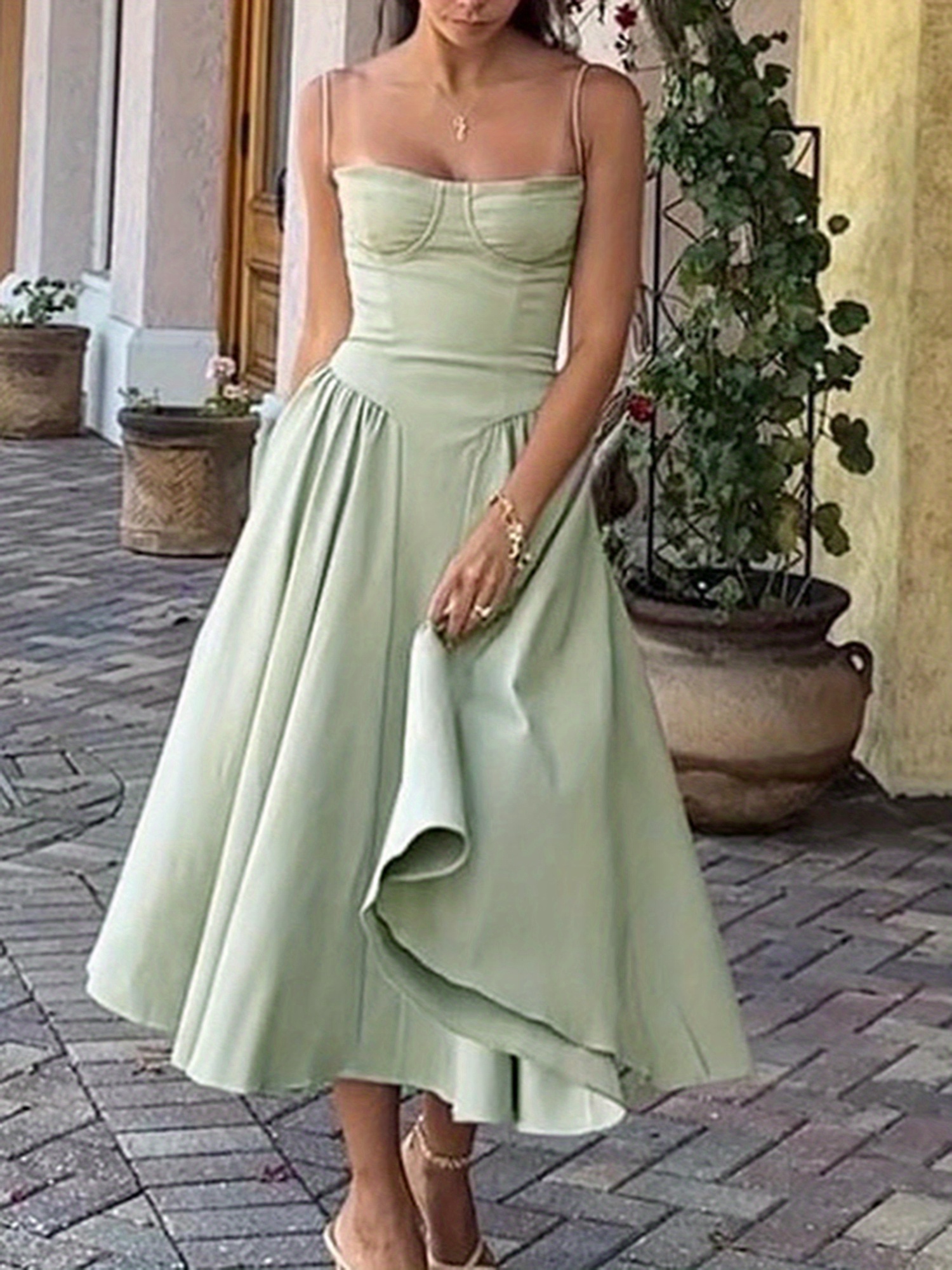 how to add a liner to a dress ica ica one-piece dress cami one-piece summer dress sleeveless camisole A-line maxi maxi length long long length resort asymmetrical fluffy gauze main image 1