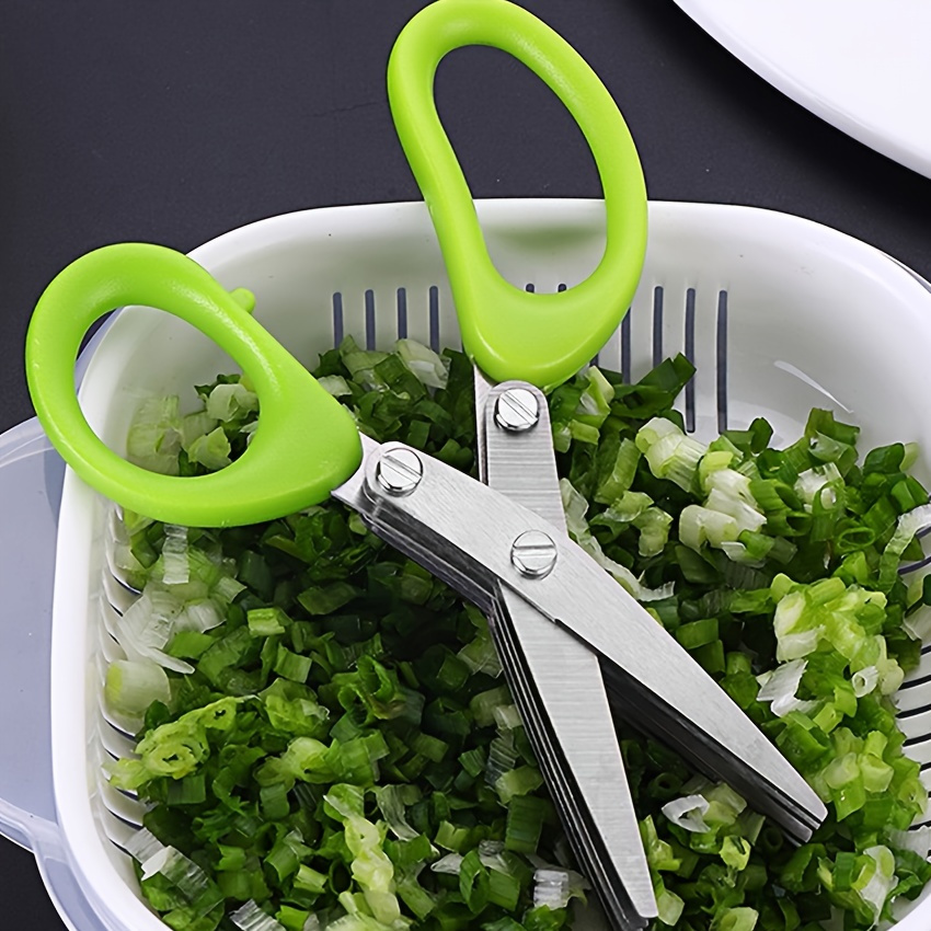 1pc stainless steel kitchen scissors multi layer vegetable scissors   scissors with 5 blabe multifunctional kitchen cutter vegetable shears kitchen gadgets kitchen supplies details 3